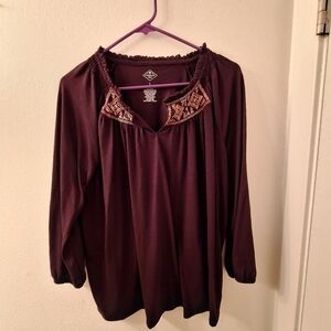 Burgandy St Johns Bay Peasant Tshirt Top